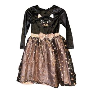 Sincere Party Girls Cat Party Dress Black Gold Tulle Size 7–8 AR40